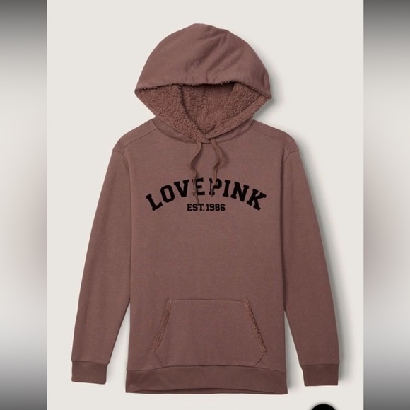 NWT VS PINK SHERPA HOODED CAMPUS PULLOVER - Picture 2 of 4